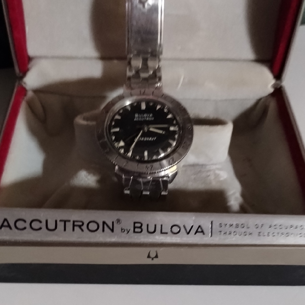 Bulova Accutron Black and Silver Men's Watch